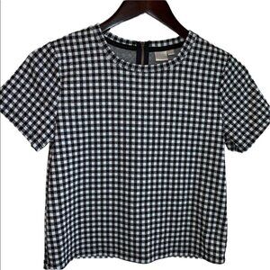 𝅺twik Boxy Cropped Black/White Gingham Top/Blouse- XS